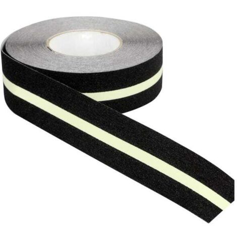Cinta antideslizante de 50 mm x 18 m, negra/fosforescente - 8001575