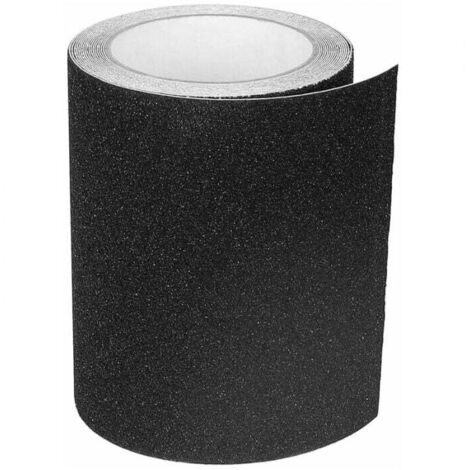 Cinta antideslizante para escaleras, 15 cm x 5 m, cinta de seguridad abrasiva y de fricción, para escaleras, interior y exterior, alta tracción, negra