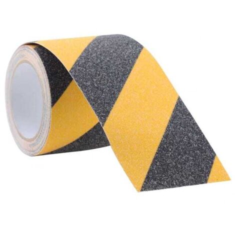 Cinta antideslizante para escaleras, cinta de seguridad, cinta antideslizante amarilla y negra, cinta de advertencia (10 cm x 5 m)