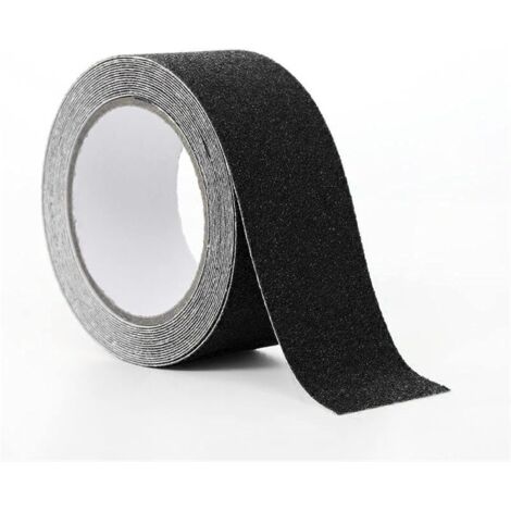 Cinta antideslizante, tiras antideslizantes con cinta adhesiva para escaleras, escalones y suelos. Cinta antideslizante resistente, autoadhesiva, negra (10 cm x 5 m).