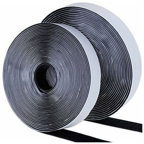 Cinta autoadhesiva de velcro para marco, 20 mm x 25 m, color negro