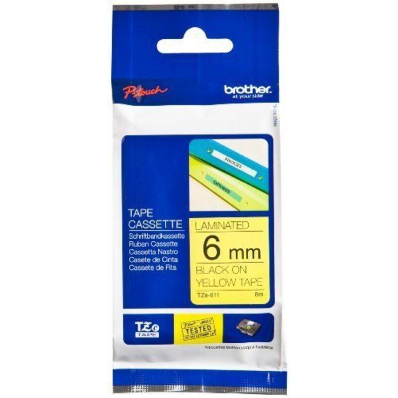 Brother TZE-Schriftbandkassette TZESchriftbandkassette TZe-611 TZe611 Yellow Black (TZE611)