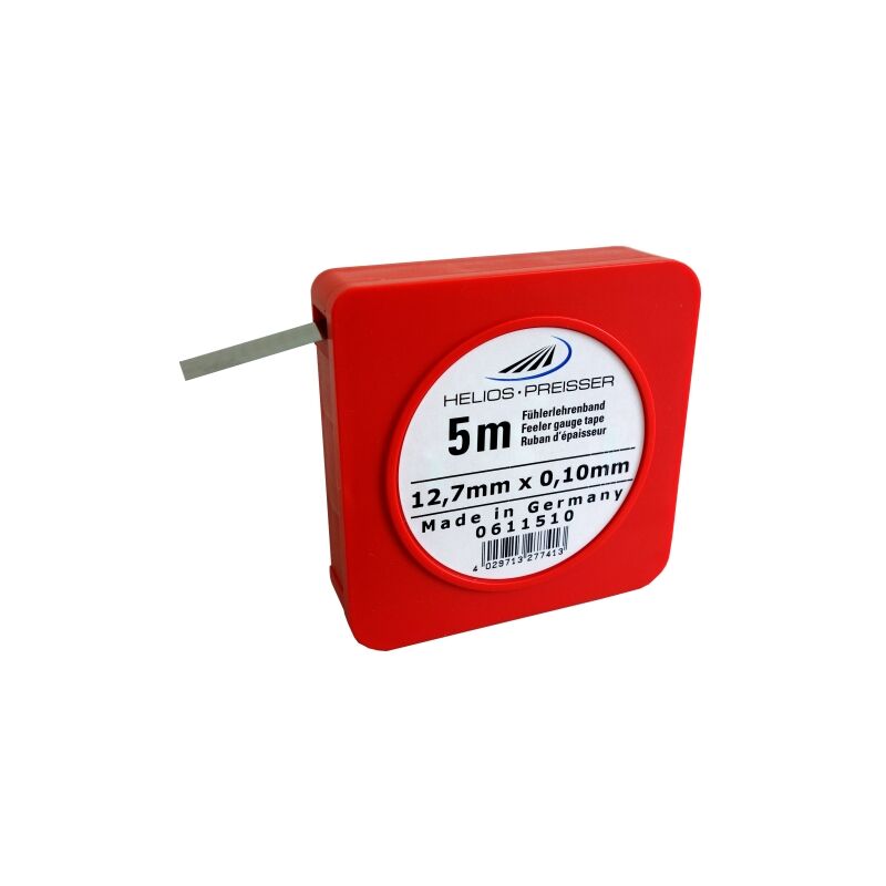 Helios Preisser - Cinta calibradora de espesores casete único (acero al carbono, templado, ancho 12,7 mm, largo 5 m, tamaño nominal 0,03 mm) 0611 503