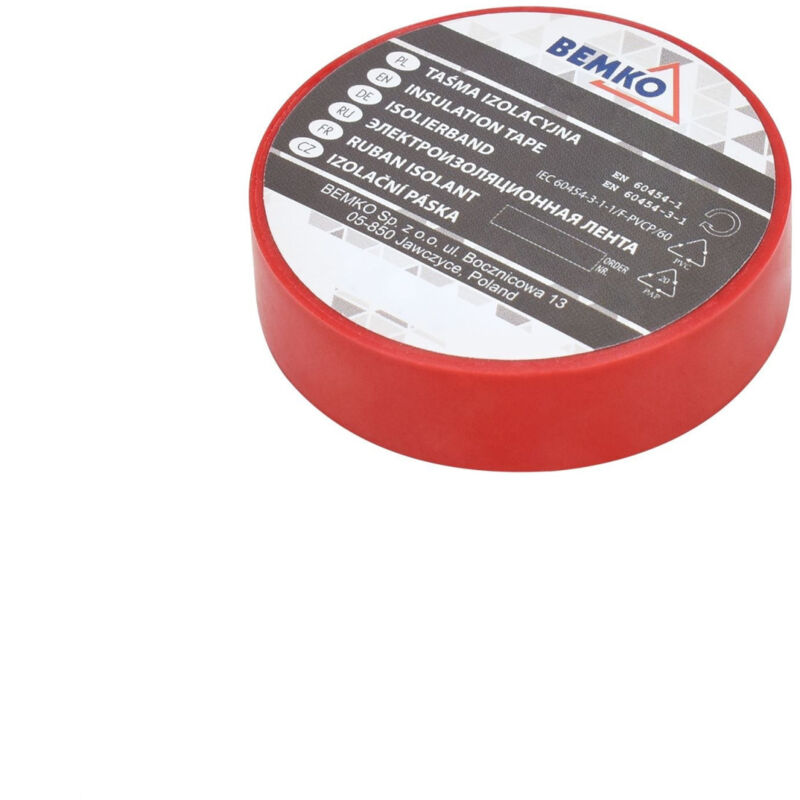 Cinta de aislamiento de PVC rojo - 19mm x 20m - Resistencia adhesiva eléctrica