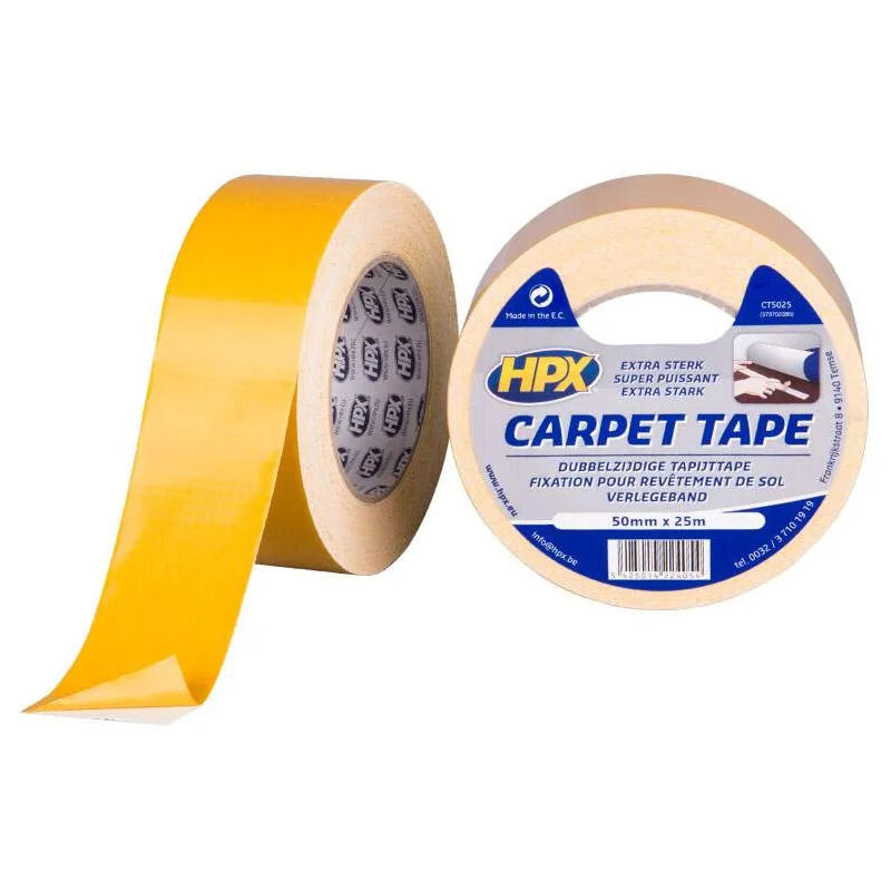 

HPX - Cinta de alfombra de doble cara, blanca, 50mm x 25m