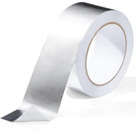 Cinta de aluminio de 50 mm x 20 m, cinta impermeable plateada, aislamiento térmico para tuberías y automóviles - fibra de vidrio - aislamiento térmico