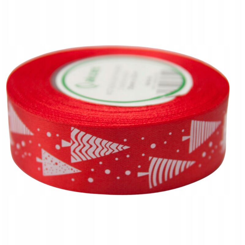 Cinta de cinta, cintas, cintas con árboles de Navidad, rojo, 25 mm