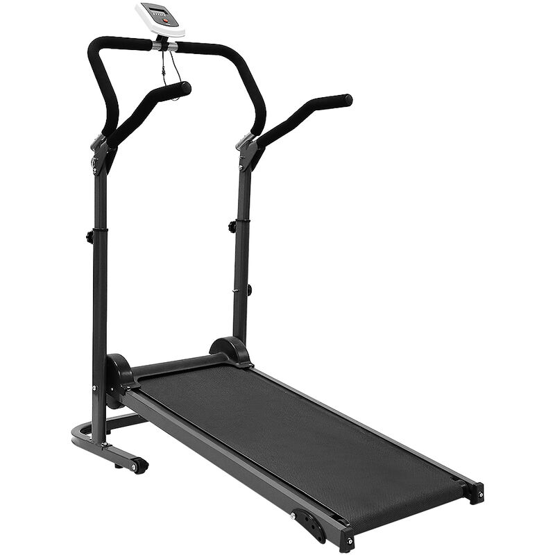 

Cinta de correr mecánica, pantalla LED, equipo de ejercicios, bicicleta estática, trotar, carga máxima 100 kg, Negro