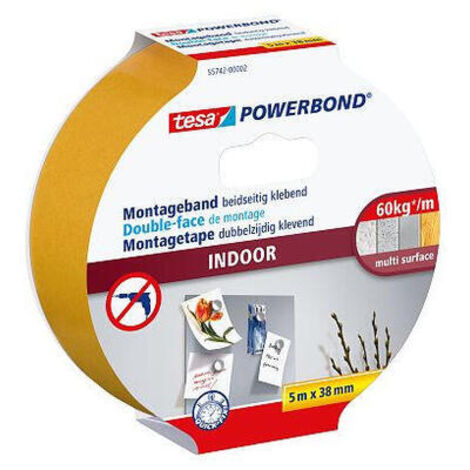Cinta de doble cara adhesiva de montaje de la cara Tesa - 'Powerbond' 5mx38mm Blanca