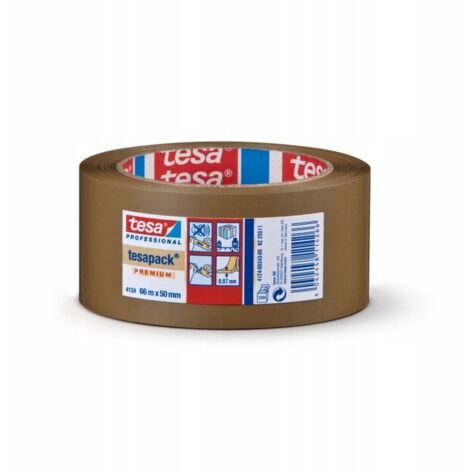 Cinta de embalaje tesa PREMIUM 66 m x 50 mm marrón silenciosa
