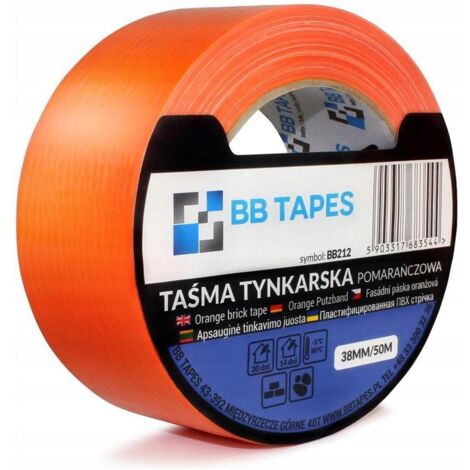 Cinta de enlucido para fachadas color naranja, 38x50 mm, TANIA UV14.