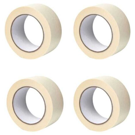 CINTA DE ENMASCARAR PAPEL CREPÉ ADHESIVA X4 - PROTECCIÓN DE SUPERFICIES DURANTE TRABAJOS DE DECORACIÓN DE PINTURA - 50MM X 50M - BEIGE