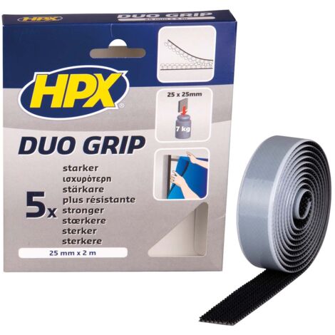 Cinta de fijación HPX 25mm x 2m, reajustable y resistente para múltiples usos.