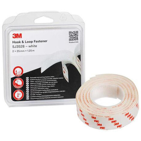 Cinta De Gancho Y Bucle De 2 X 25 Mm X 1,25 M Blanco (Par 4)