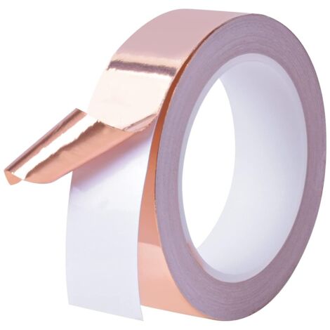 Cinta de lámina de cobre de 20 m x 30 mm, conductora de doble cara, con blindaje EMI, para reparaciones eléctricas y repeler engranajes sinfín.
