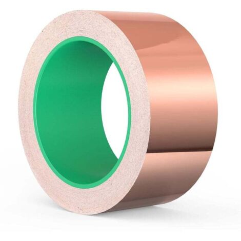 Cinta de lámina de cobre KZQ de 20 m x 50 mm, adhesiva para blindaje EMI, a prueba de babosas, conductora de doble cara, para conexión a tierra, soldadura, blindaje, etc.