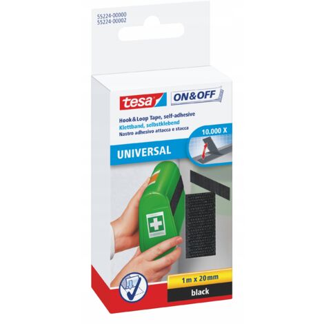 Cinta de montaje autoadhesiva TESA Velcro 1 m x 20 mm negra