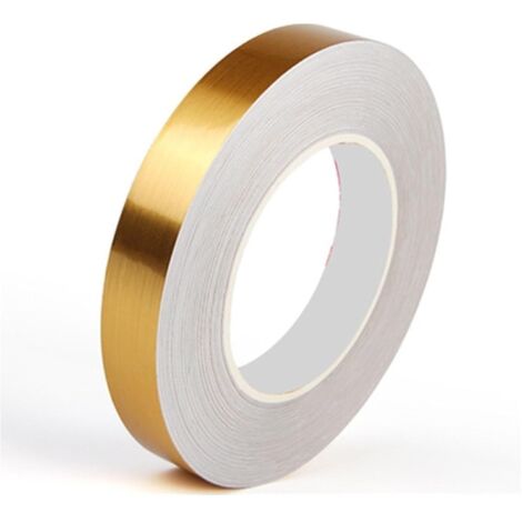Cinta de película de poliéster dorado cepillado de 20 mm x 50 m, cinta adhesiva de espejo para acentuar detalles, paredes gráficas, decoración de barcos, paredes