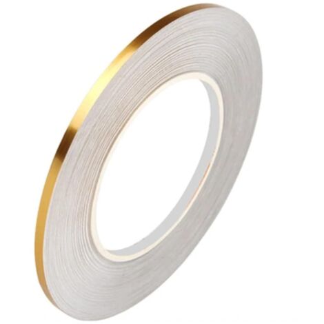Cinta de película de poliéster dorado cepillado de 5 mm x 50 m, cinta adhesiva de espejo para acentuar detalles, paredes gráficas, decoración de barcos, paredes