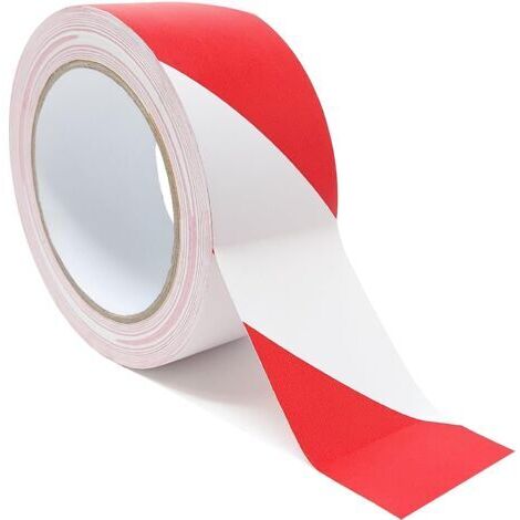 Cinta de peligro - Paquete de 2 rollos de cinta de advertencia y precaución roja y blanca, 40 mm x 33 m