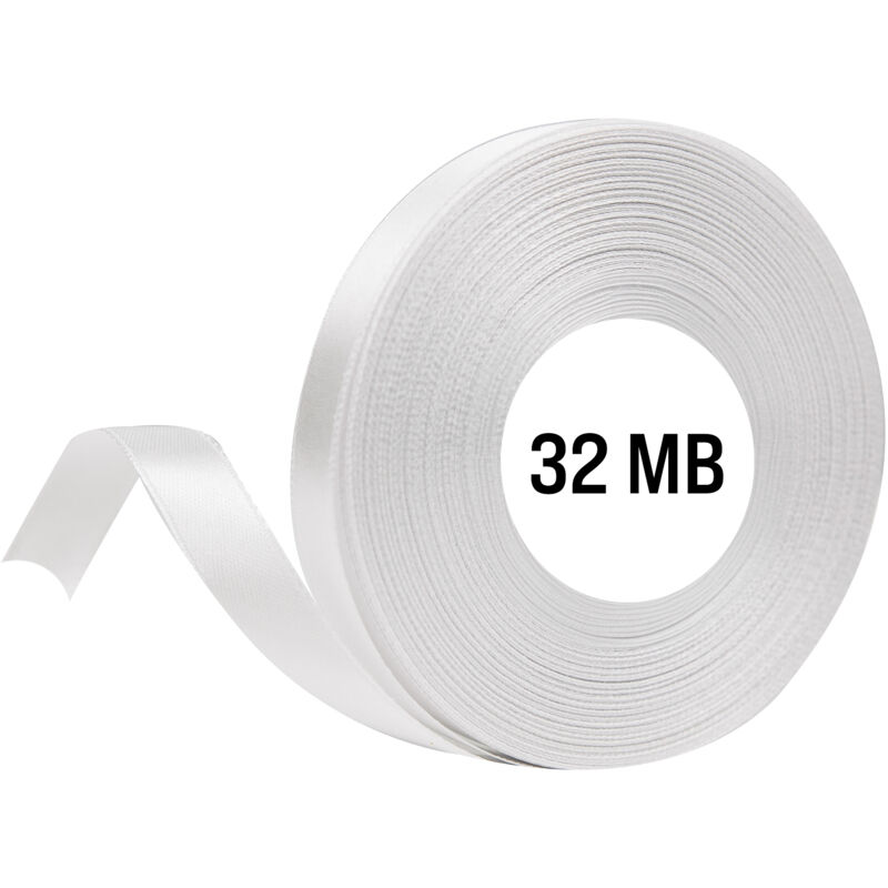 Cinta de raso blanca en rollo de 6 mm y 32 m para decoración.