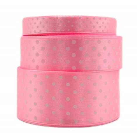 Cinta de raso con lunares rosa claro, rollo de cinta de 12 mm y 22 m para decoración.