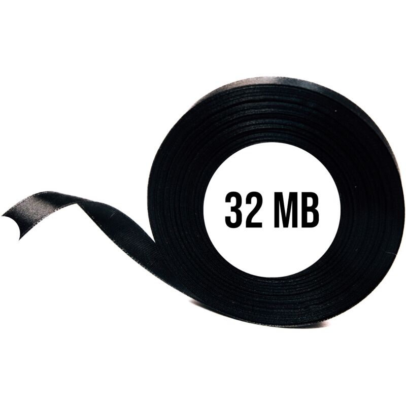 Cinta de raso negra en rollo de 12 mm y 32 m para decoración.