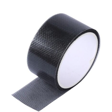 Cinta de reparación de pantalla de 5 cm de ancho, paquete de 2 metros, adhesivo fuerte, impermeable, fibra de vidrio, cobertura instantánea, rejilla despegable (negra, 2 unidades)