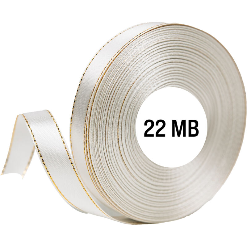 Cinta de satén blanca dorada, rollo de hilo de 6 mm y 32 m para decoración.
