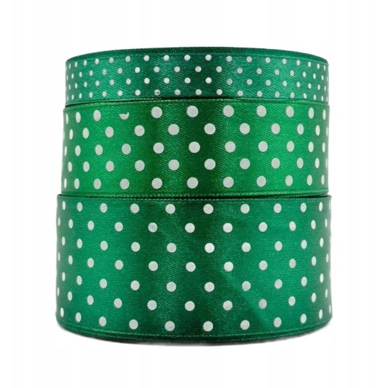 Cinta de Satén Lunares Verde Oscuro Rollo 38mm 22m Decoración
