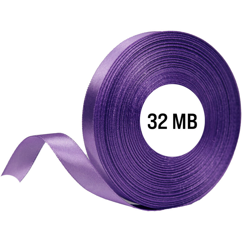 Cinta de satén morada en rollo (38 mm, 32 m) para decoración.