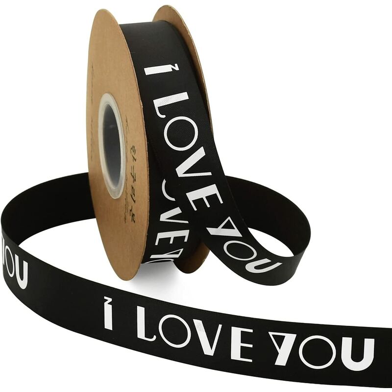 

I Love You Cinta de satén impresa para el día de San Valentín Envoltura de regalos Aniversario de bodas Decoración de fiestas navideñas Pastel floral