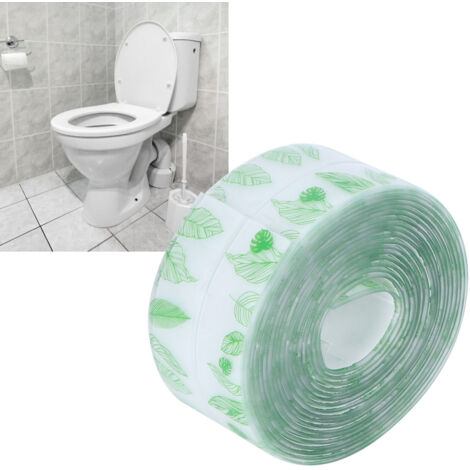 Cinta de sellado de PVC autoadhesiva e impermeable con estampado de hojas verdes para esquinas y juntas de ducha/baño, 320 cm, con promotor de adherencia.