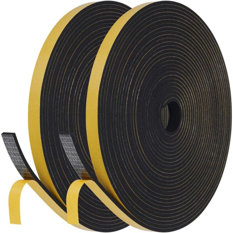 Cinta de sellado para puertas, ventanas, 12 mm(ancho) x 3 mm(profundidad), 20 m(largo), cinta de espuma autoadhesiva, junta de puerta, ventana, junta