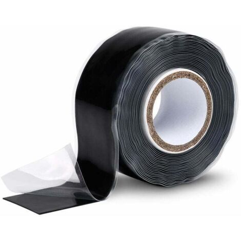 Cinta de silicona aislante autoadhesiva 25 mm x 3 m - cinta de silicona negra - cinta adhesiva impermeable, cinta de silicona, cinta mágica, cinta antifugas, reparación de fugas de fontanería
