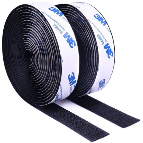 Cinta de velcro autoadhesiva 3M resistente para coche, colegio y hogar - 2 cm x 3 m (2 rollos)