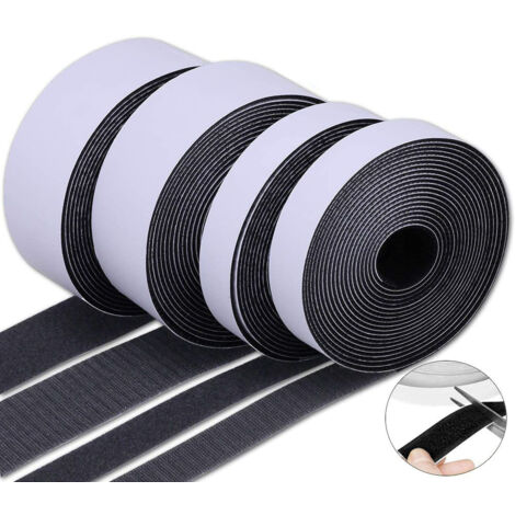 Cinta de velcro autoadhesiva extrafuerte de 5 m y 25 mm para pegar telas, color blanco.