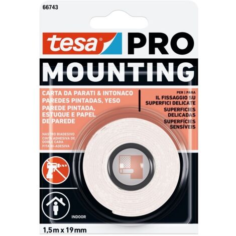 Cinta doble cara mounting pro pared pintada 1.5m x 19mm 66743 tesa