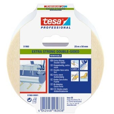 CINTA DOBLE CARA SUELOS EXTRAFUERTE REMOVIBLE 50 MM X 25 M - 51960-00001-05