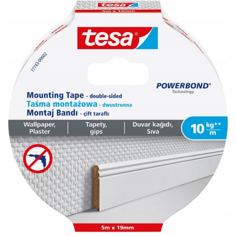 CINTA DOBLE CARA TESA POWERBOND 5m x 19mm PARA PAPEL PINTADO Y YESO