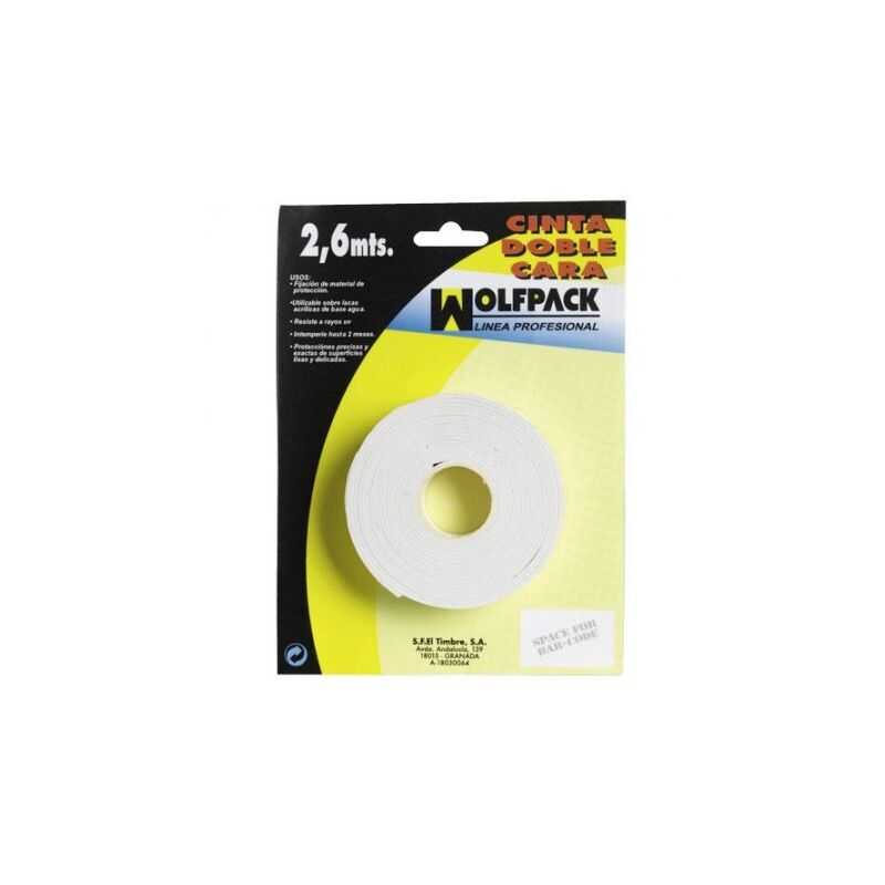 

Cinta doble cara 2,6 m. x 18 mm.