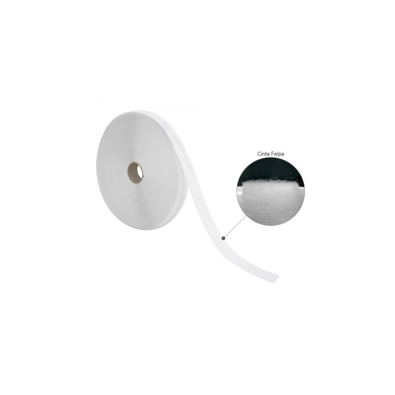 

Cinta velcro felpa con adhesivo blanco rollo 25 metros