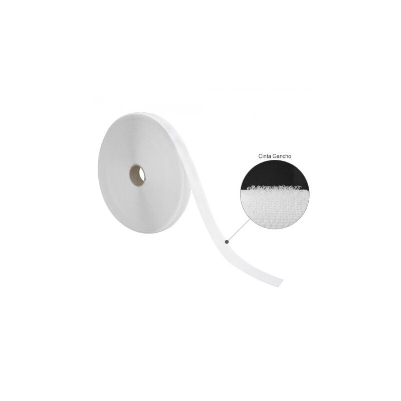 

Cinta velcro gancho con adhesivo blanco rollo 25 metros