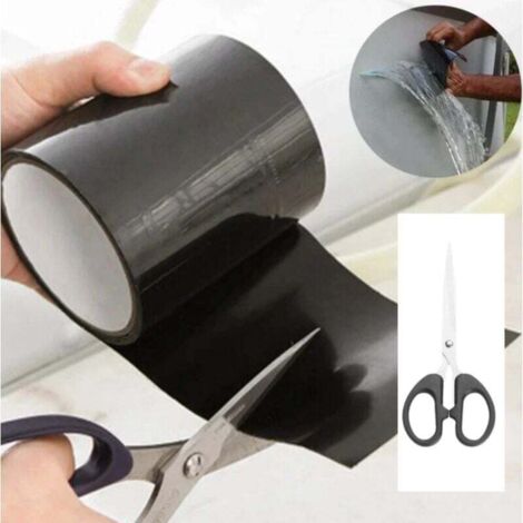 Cinta impermeable superresistente con aislamiento para evitar fugas (paquete de 2), autoadhesiva, para juntas autofijables y aislamiento de conductos, 150 cm, color negro
