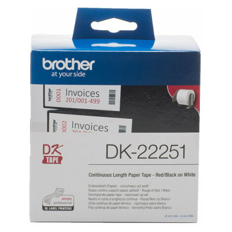 Cinta Impresora Brother Dk-22251 Negro Y Rojo Sobre Blanco