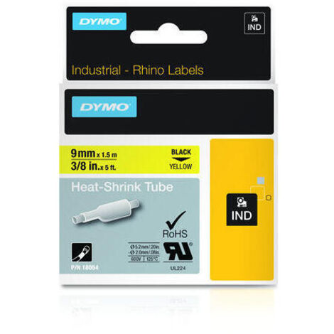 Cinta Laminada para Rotuladoras Dymo ID1-9 Amarillo Negro 9 mm x 1,5 m