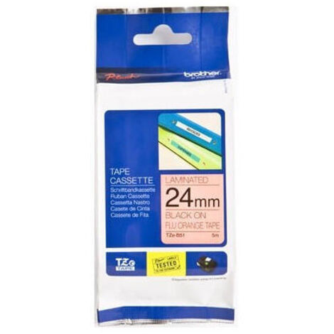 Cinta Matricial Original Brother TZe-B51 Gris Negro/Naranja 24 mm