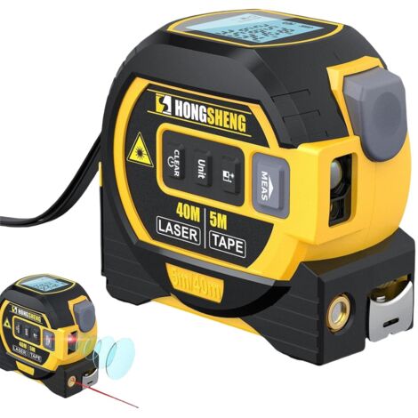Cinta métrica 3 en 1 con regla, herramientas, medidor de distancia 3 en 1 con pantalla LED, cinta métrica digital 3 en 1 con líneas cruzadas, bloqueo automático, rango de medición, volumen y teorema d