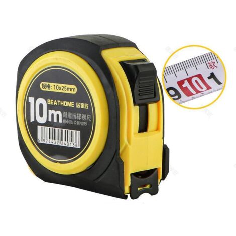 Cinta métrica, cinta métrica de 10 m, bloqueo automático ABS TPR, de uso generalizado, adecuada para trabajos de carpintería.