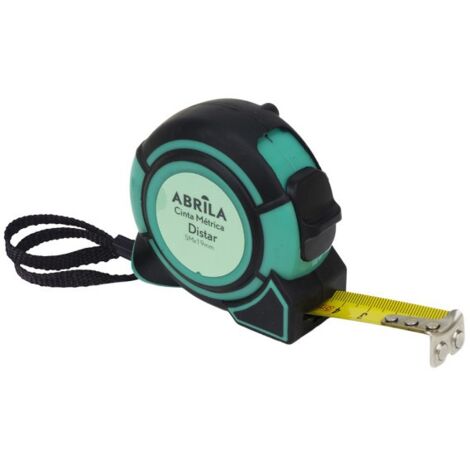 Cinta Metrica Distar 5mx19mm Negro y verde con bloqueo enganche Magnetico clip y Asa